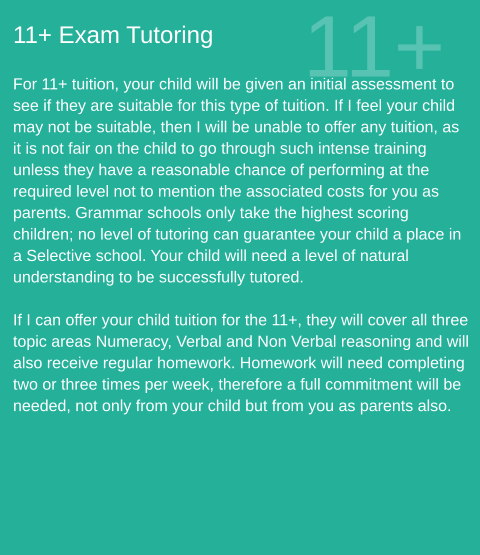 11+ Exam Tutor Solihull Maths English
